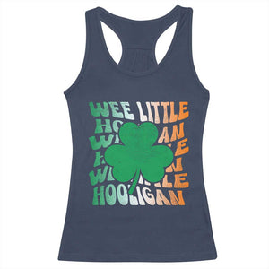 Funny St Patricks Day Racerback Tank Top Wee Little Hooligan Funny Leprechaun Kids Boys Girls TS02 Navy Print Your Wear