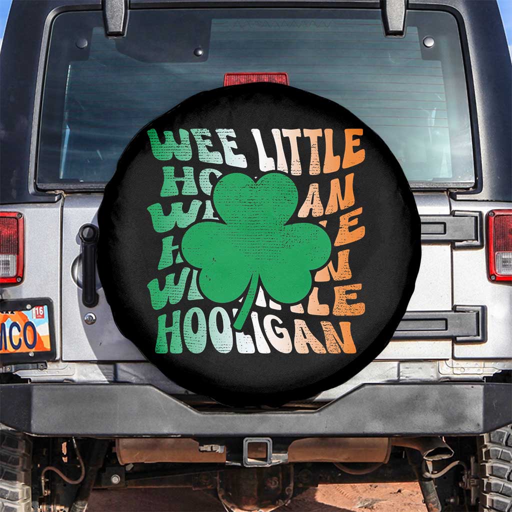 Funny St Patricks Day Spare Tire Cover Wee Little Hooligan Funny Leprechaun Kids Boys Girls TS02 No hole Black Print Your Wear