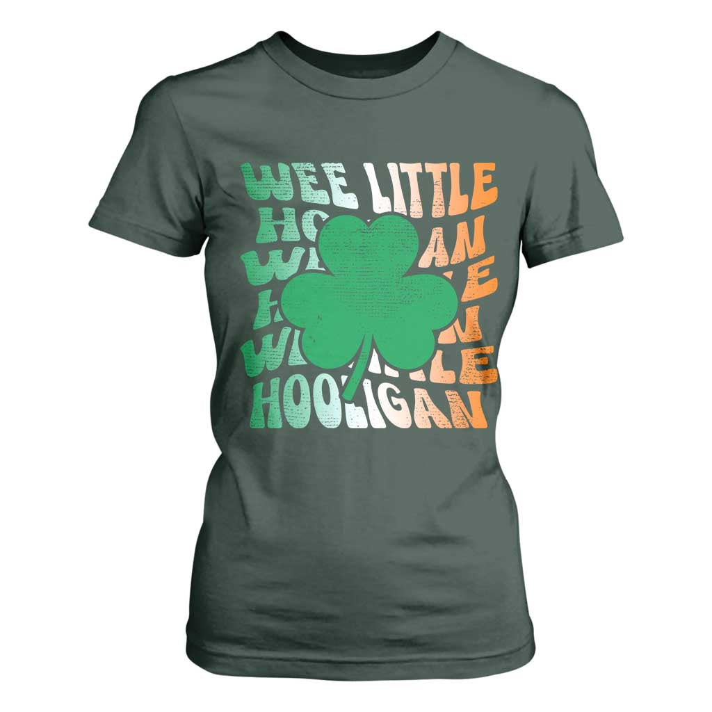 Funny St Patricks Day T Shirt For Women Wee Little Hooligan Funny Leprechaun Kids Boys Girls TS02 Dark Forest Green Print Your Wear