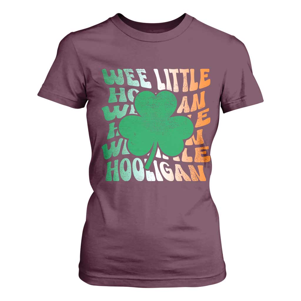Funny St Patricks Day T Shirt For Women Wee Little Hooligan Funny Leprechaun Kids Boys Girls TS02 Maroon Print Your Wear
