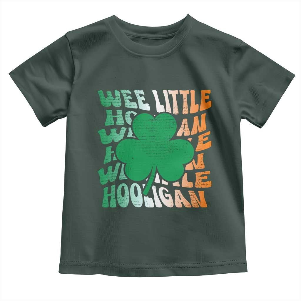 Funny St Patricks Day Toddler T Shirt Wee Little Hooligan Funny Leprechaun Kids Boys Girls TS02 Dark Forest Green Print Your Wear