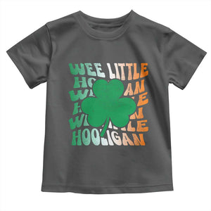 Funny St Patricks Day Toddler T Shirt Wee Little Hooligan Funny Leprechaun Kids Boys Girls TS02 Dark Heather Print Your Wear