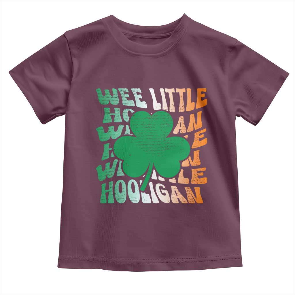 Funny St Patricks Day Toddler T Shirt Wee Little Hooligan Funny Leprechaun Kids Boys Girls TS02 Maroon Print Your Wear