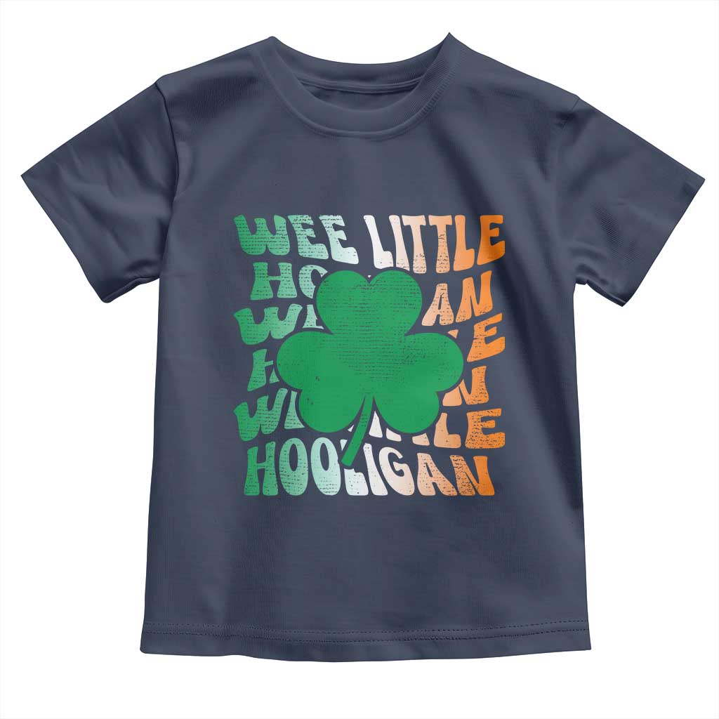 Funny St Patricks Day Toddler T Shirt Wee Little Hooligan Funny Leprechaun Kids Boys Girls TS02 Navy Print Your Wear