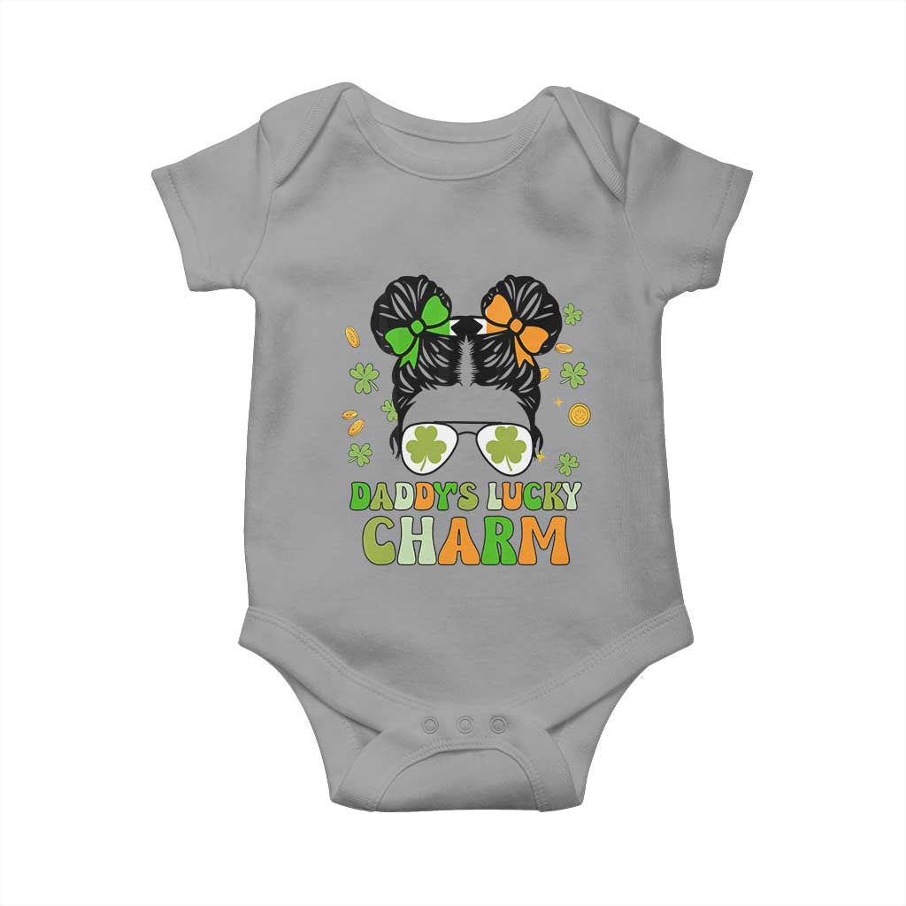 Funny St Patricks Day Kid Baby Onesie Mommy's Lucky Charm Cute Little Bun Girls TS02 Sport Gray Print Your Wear