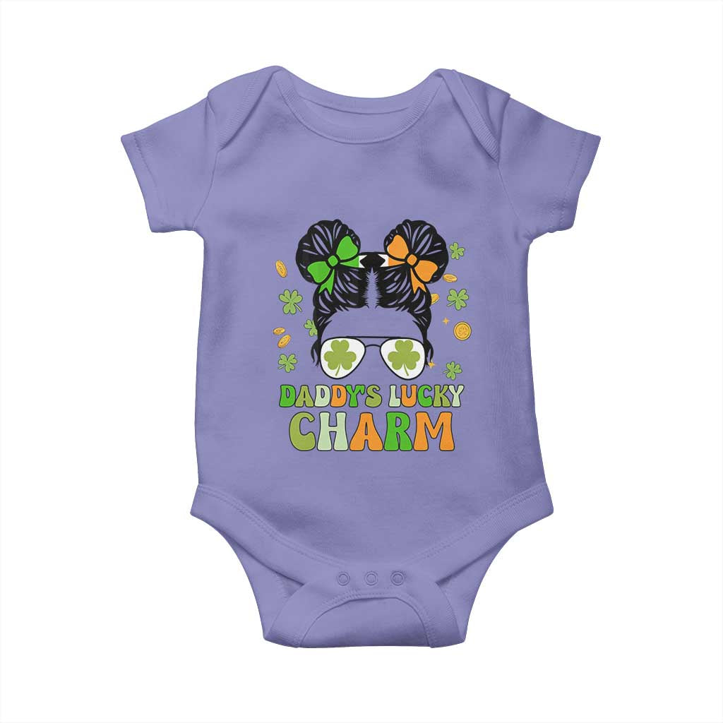 Funny St Patricks Day Kid Baby Onesie Mommy's Lucky Charm Cute Little Bun Girls TS02 Violet Print Your Wear