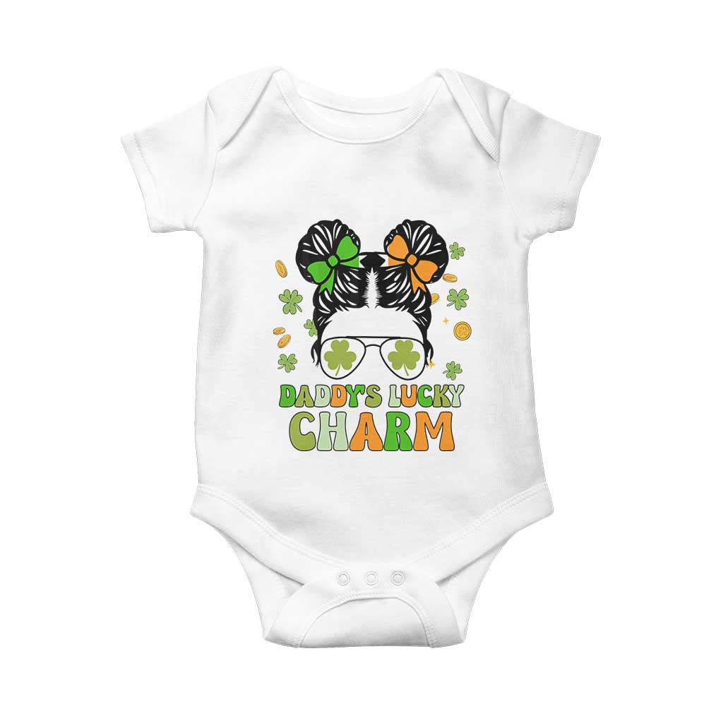 Funny St Patricks Day Kid Baby Onesie Mommy's Lucky Charm Cute Little Bun Girls TS02 White Print Your Wear