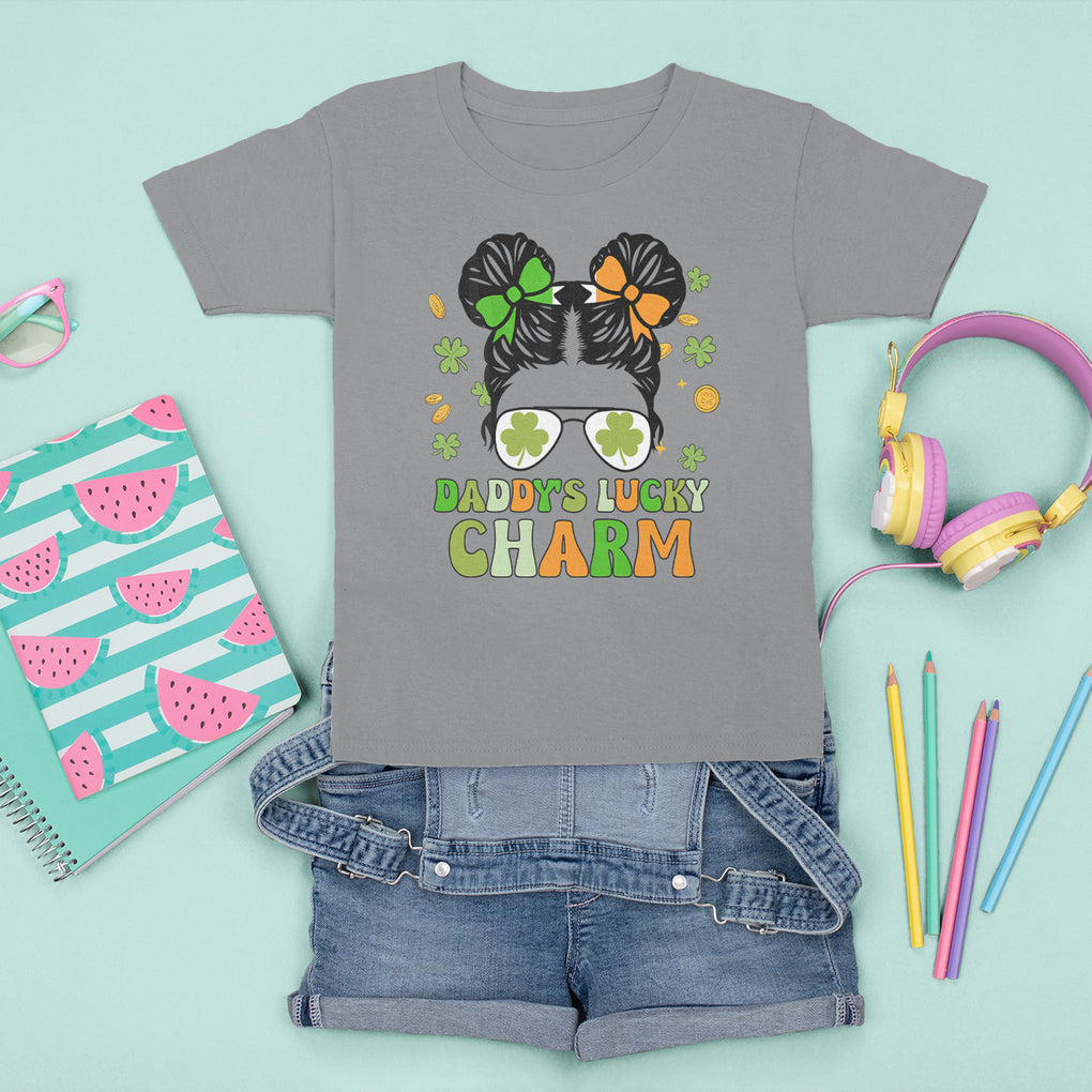 Funny St. Patricks Day Kid T Shirt For Kid Mommy's Lucky Charm Cute Little Bun Girls TS02 Sport Gray Printyourwear