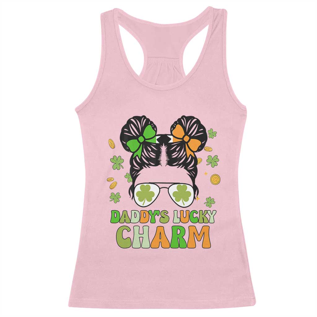 Funny St Patricks Day Kid Racerback Tank Top Mommy's Lucky Charm Cute Little Bun Girls TS02 Light Pink Print Your Wear