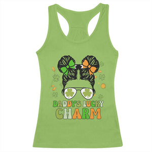 Funny St Patricks Day Kid Racerback Tank Top Mommy's Lucky Charm Cute Little Bun Girls TS02 Lime Print Your Wear