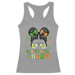 Funny St Patricks Day Kid Racerback Tank Top Mommy's Lucky Charm Cute Little Bun Girls TS02 Sport Gray Print Your Wear