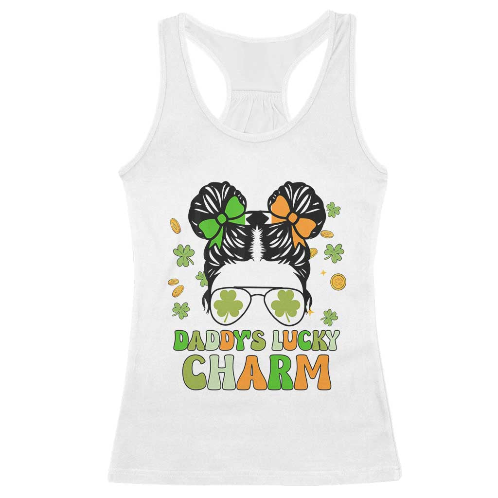 Funny St Patricks Day Kid Racerback Tank Top Mommy's Lucky Charm Cute Little Bun Girls TS02 White Print Your Wear