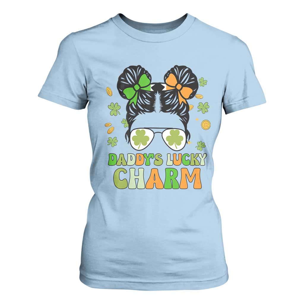Funny St Patricks Day Kid T Shirt For Women Mommy's Lucky Charm Cute Little Bun Girls TS02 Light Blue Print Your Wear