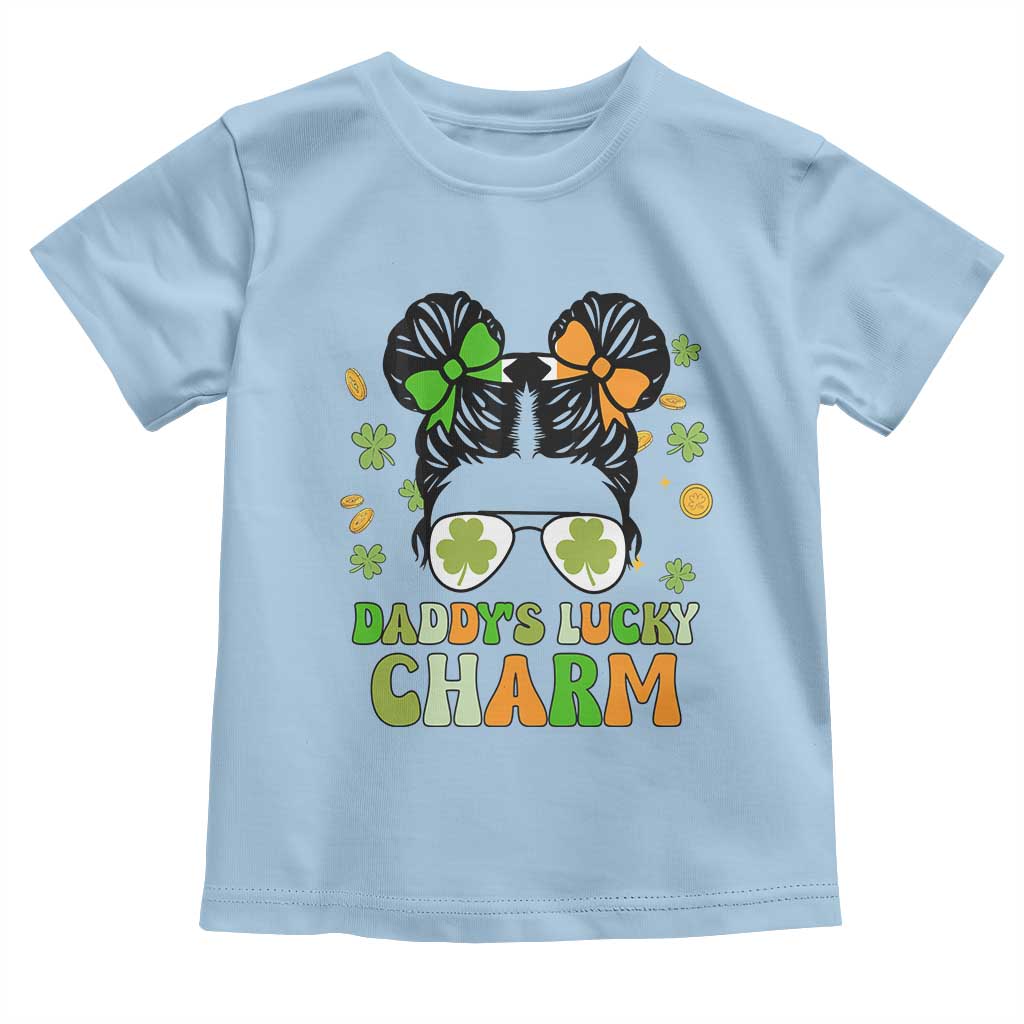 Funny St Patricks Day Kid Toddler T Shirt Mommy's Lucky Charm Cute Little Bun Girls TS02 Light Blue Print Your Wear