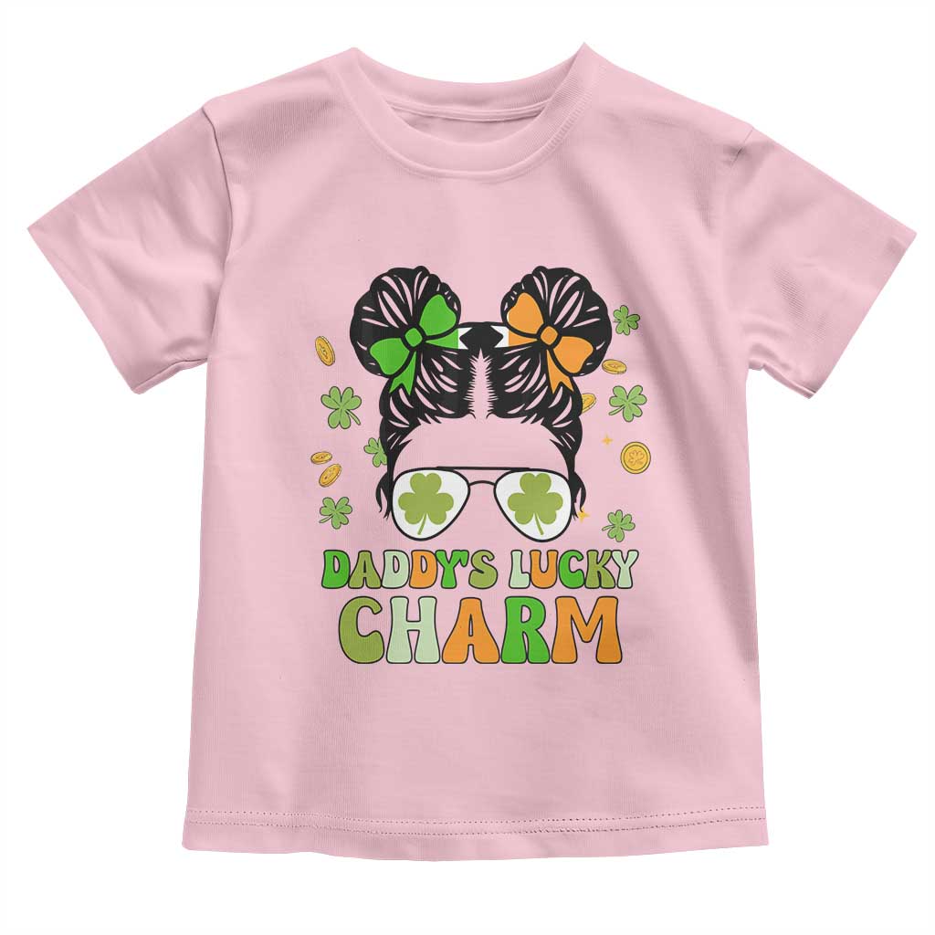 Funny St Patricks Day Kid Toddler T Shirt Mommy's Lucky Charm Cute Little Bun Girls TS02 Light Pink Print Your Wear