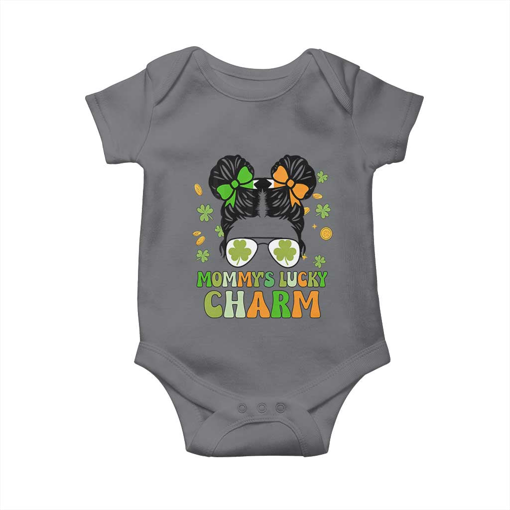 Funny St Patricks Day Kid Baby Onesie Daddy's Lucky Charm Cute Little Bun Girls TS02 Charcoal Print Your Wear