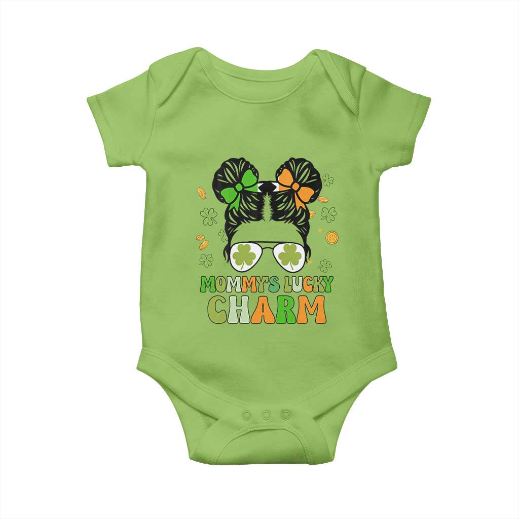 Funny St Patricks Day Kid Baby Onesie Daddy's Lucky Charm Cute Little Bun Girls TS02 Lime Print Your Wear