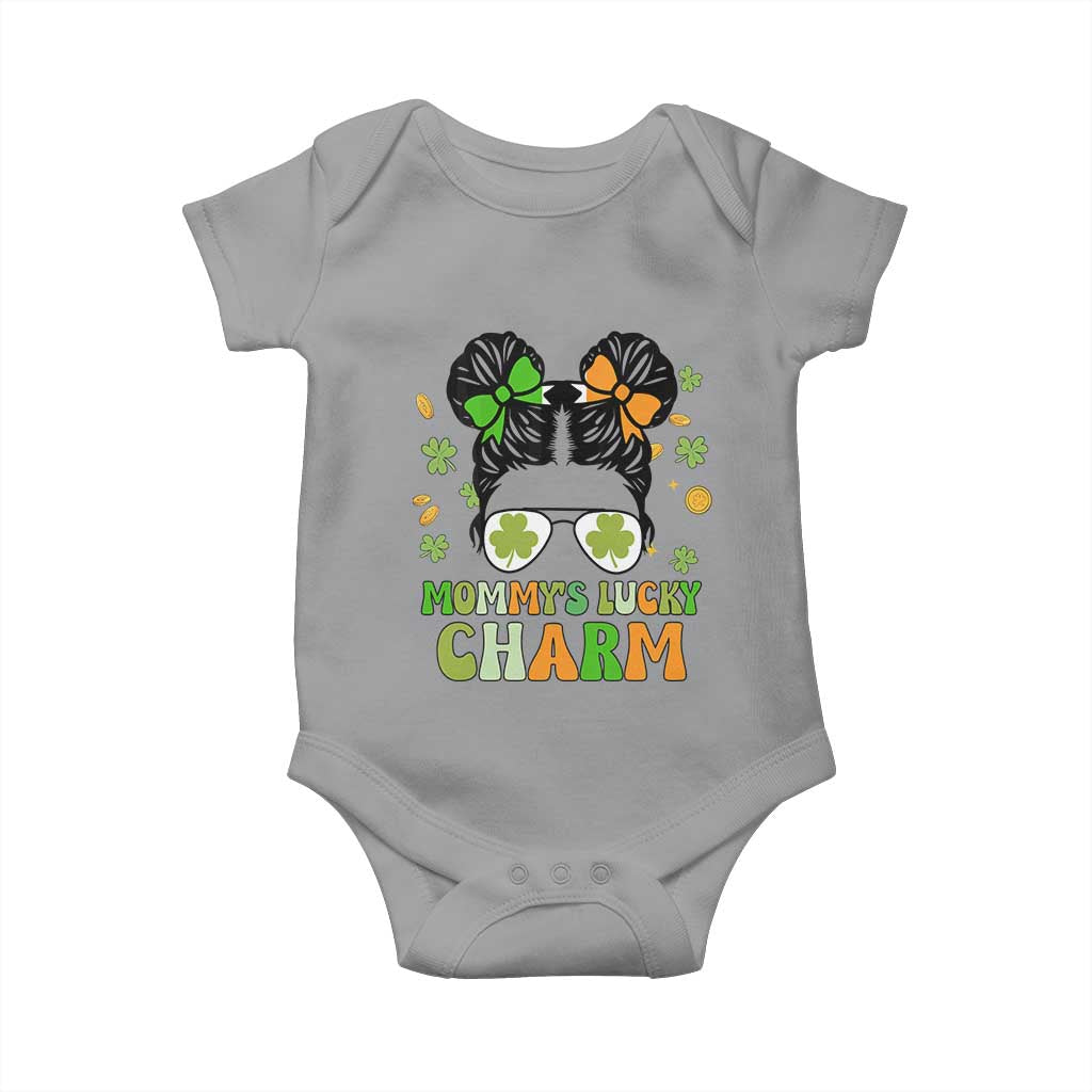 Funny St Patricks Day Kid Baby Onesie Daddy's Lucky Charm Cute Little Bun Girls TS02 Sport Gray Print Your Wear