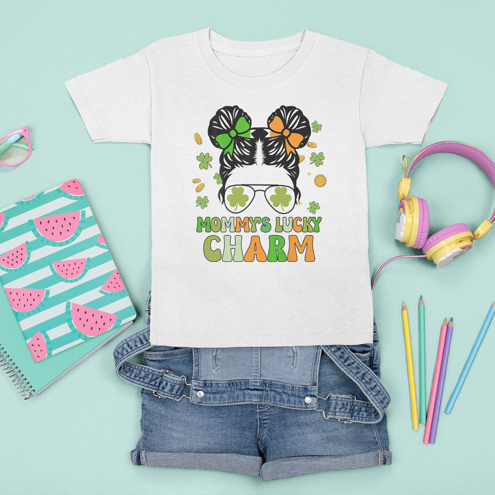 Funny St. Patricks Day Kid T Shirt For Kid Daddy's Lucky Charm Cute Little Bun Girls TS02 White Printyourwear