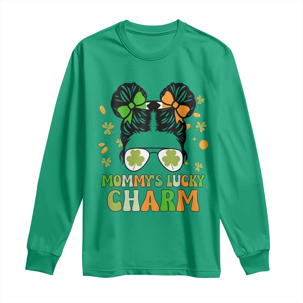 Funny St Patricks Day Kid Long Sleeve Shirt Daddy's Lucky Charm Cute Little Bun Girls TS02 Irish Green Print Your Wear