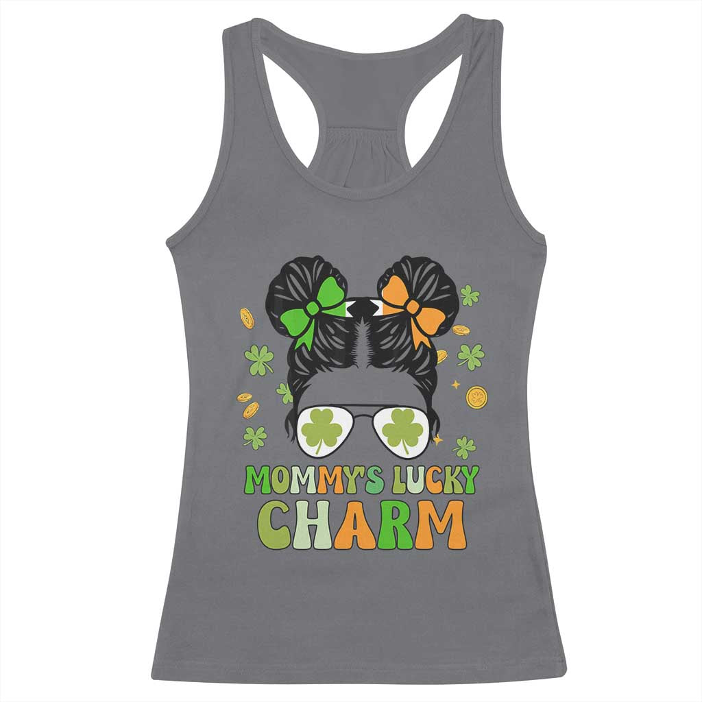Funny St Patricks Day Kid Racerback Tank Top Daddy's Lucky Charm Cute Little Bun Girls TS02 Charcoal Print Your Wear
