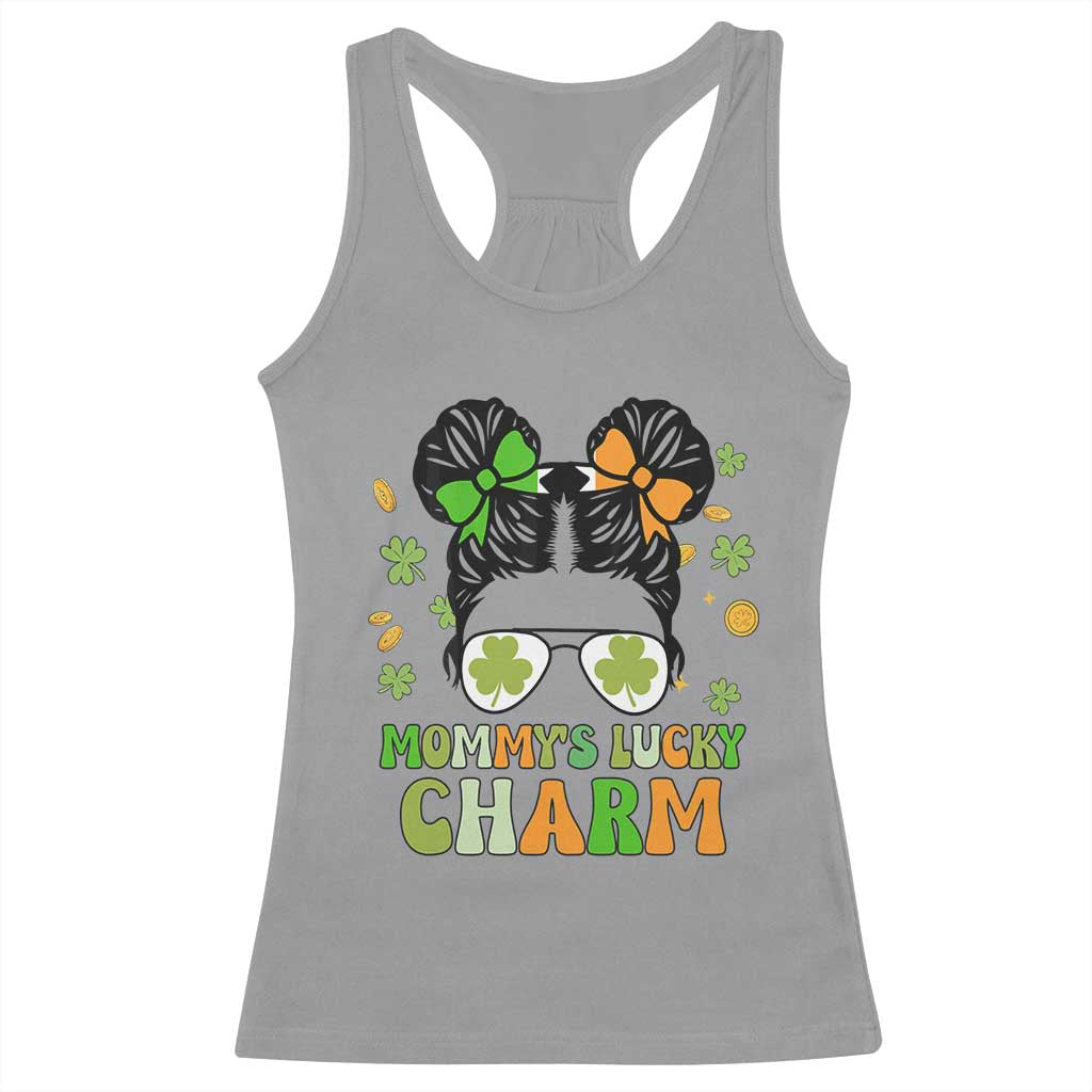 Funny St Patricks Day Kid Racerback Tank Top Daddy's Lucky Charm Cute Little Bun Girls TS02 Sport Gray Print Your Wear