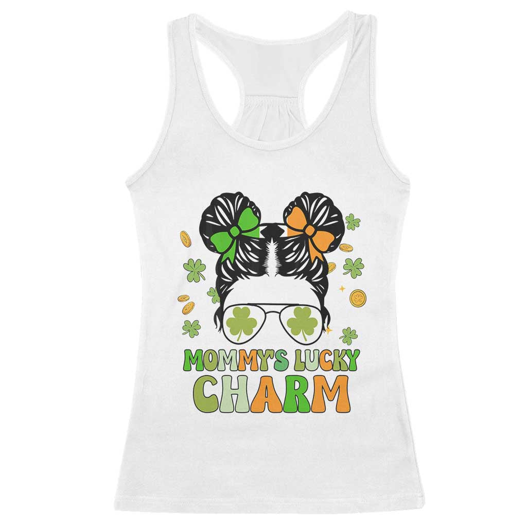Funny St Patricks Day Kid Racerback Tank Top Daddy's Lucky Charm Cute Little Bun Girls TS02 White Print Your Wear
