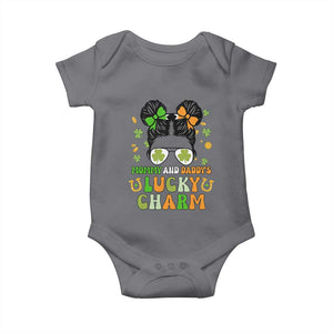 Funny St Patricks Day Kid Baby Onesie Mommy And Daddy's Lucky Charm Little Bun TS02 Charcoal Print Your Wear