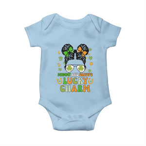 Funny St Patricks Day Kid Baby Onesie Mommy And Daddy's Lucky Charm Little Bun TS02 Light Blue Print Your Wear
