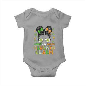 Funny St Patricks Day Kid Baby Onesie Mommy And Daddy's Lucky Charm Little Bun TS02 Sport Gray Print Your Wear