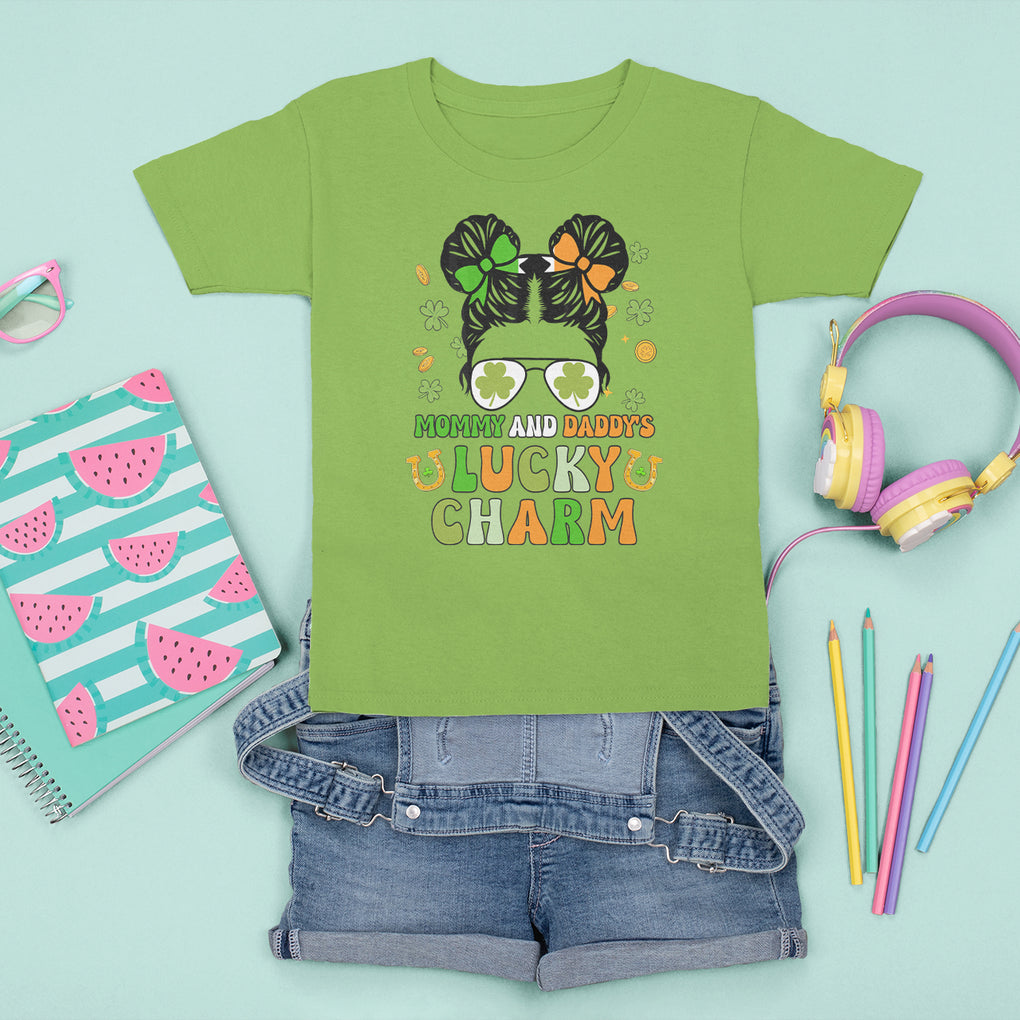 Funny St. Patricks Day Kid T Shirt For Kid Mommy And Daddy's Lucky Charm Little Bun TS02 Lime Printyourwear