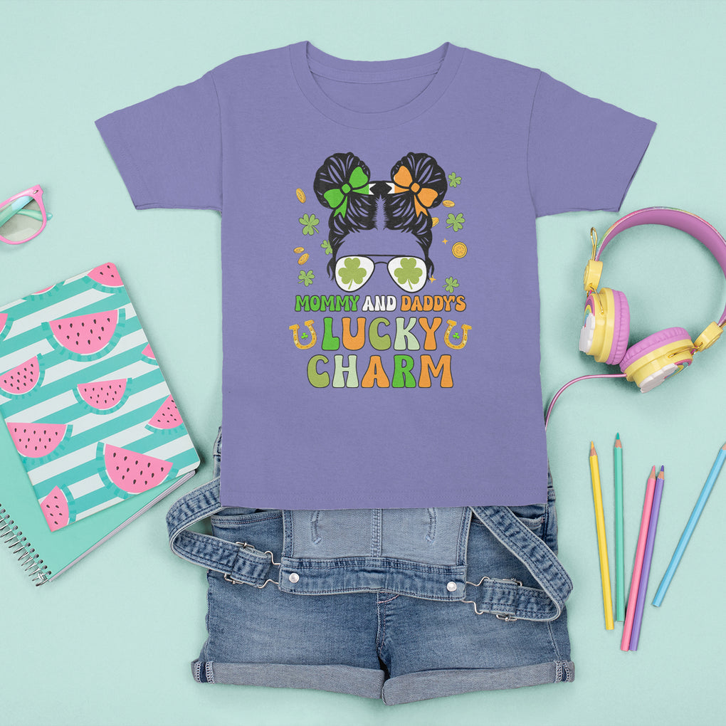 Funny St. Patricks Day Kid T Shirt For Kid Mommy And Daddy's Lucky Charm Little Bun TS02 Violet Printyourwear