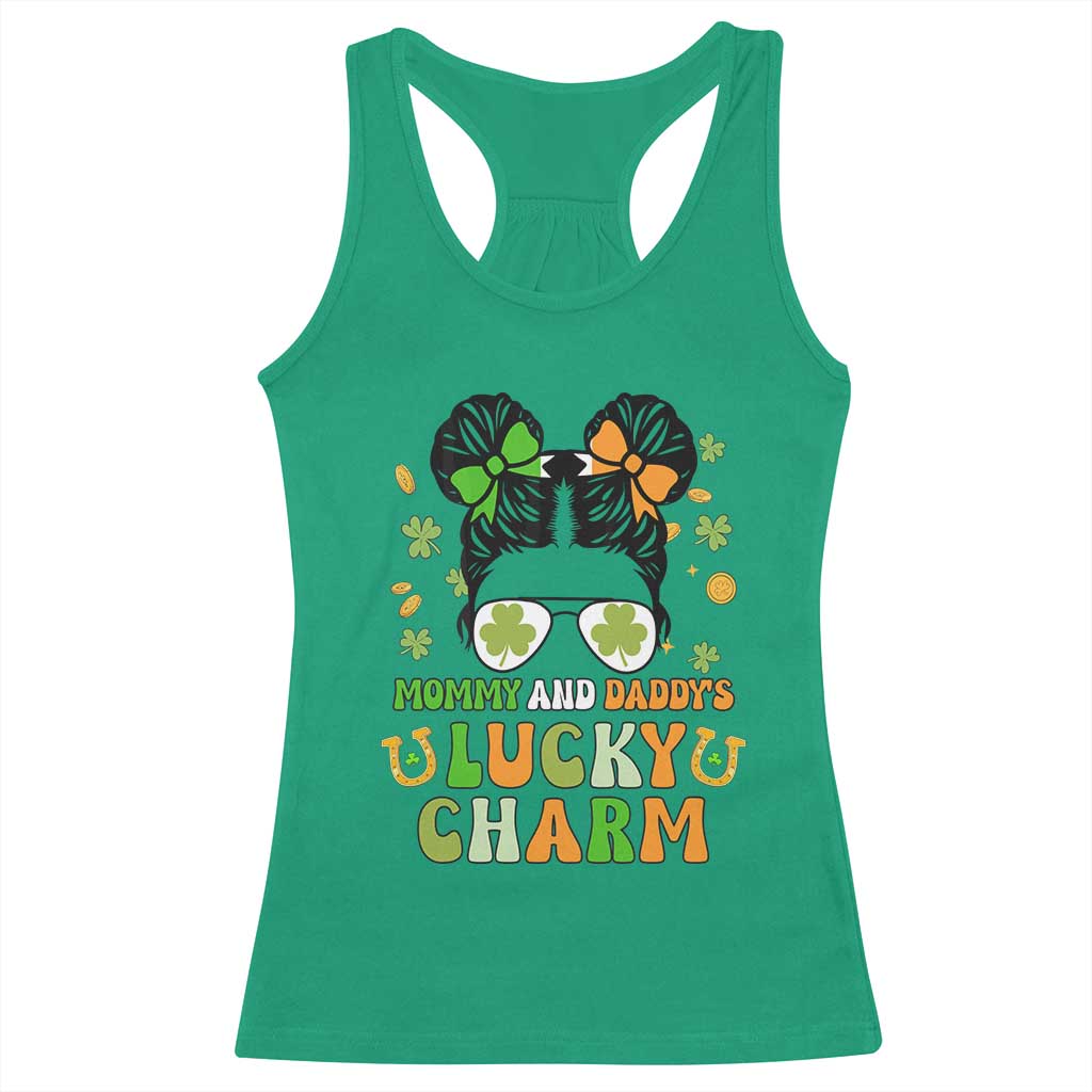 Funny St Patricks Day Kid Racerback Tank Top Mommy And Daddy's Lucky Charm Little Bun TS02 Irish Green Print Your Wear