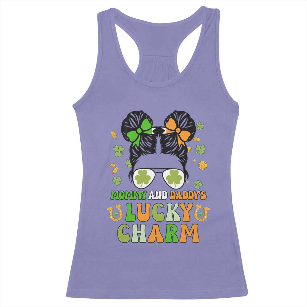 Funny St Patricks Day Kid Racerback Tank Top Mommy And Daddy's Lucky Charm Little Bun TS02 Violet Print Your Wear