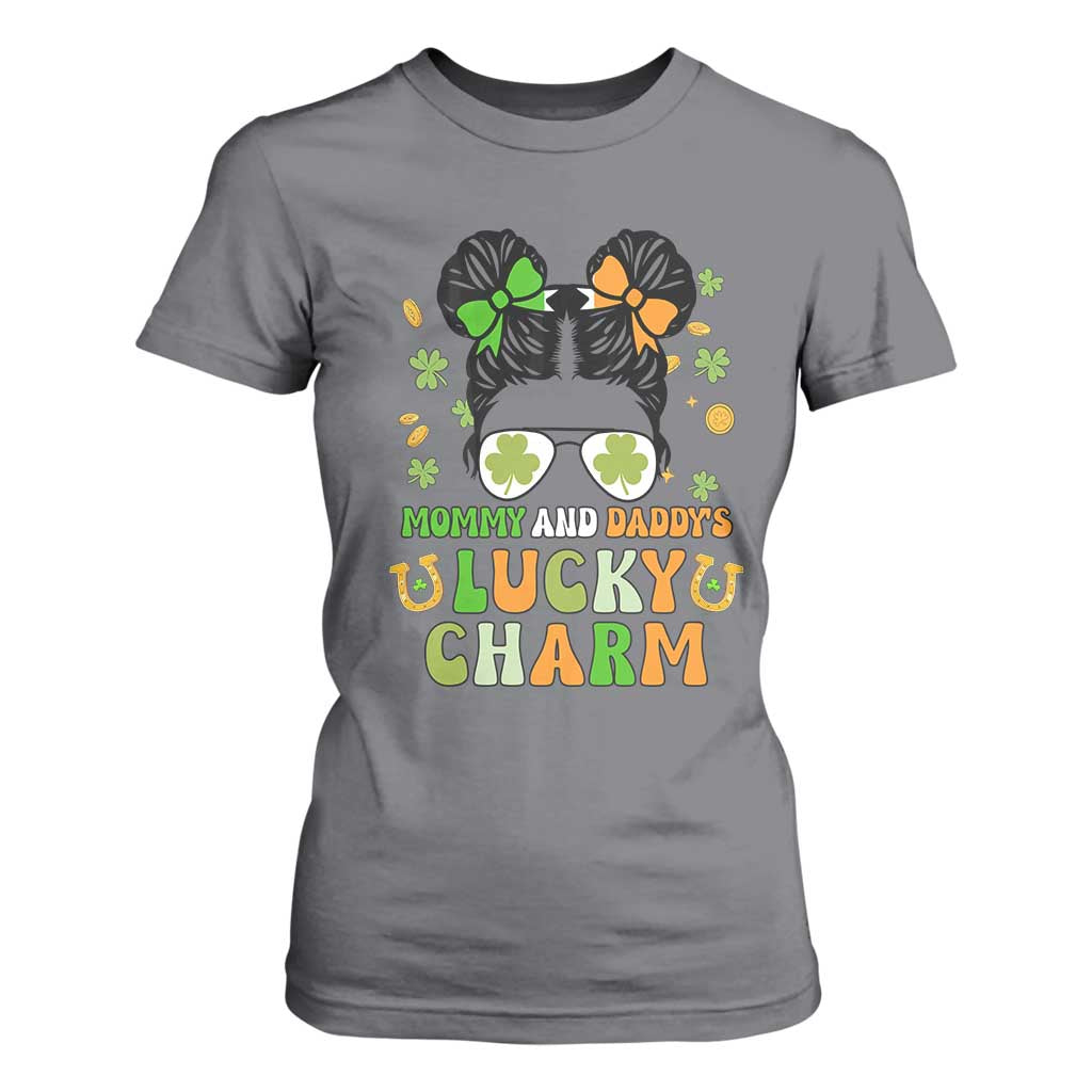 Funny St Patricks Day Kid T Shirt For Women Mommy And Daddy's Lucky Charm Little Bun TS02 Charcoal Print Your Wear