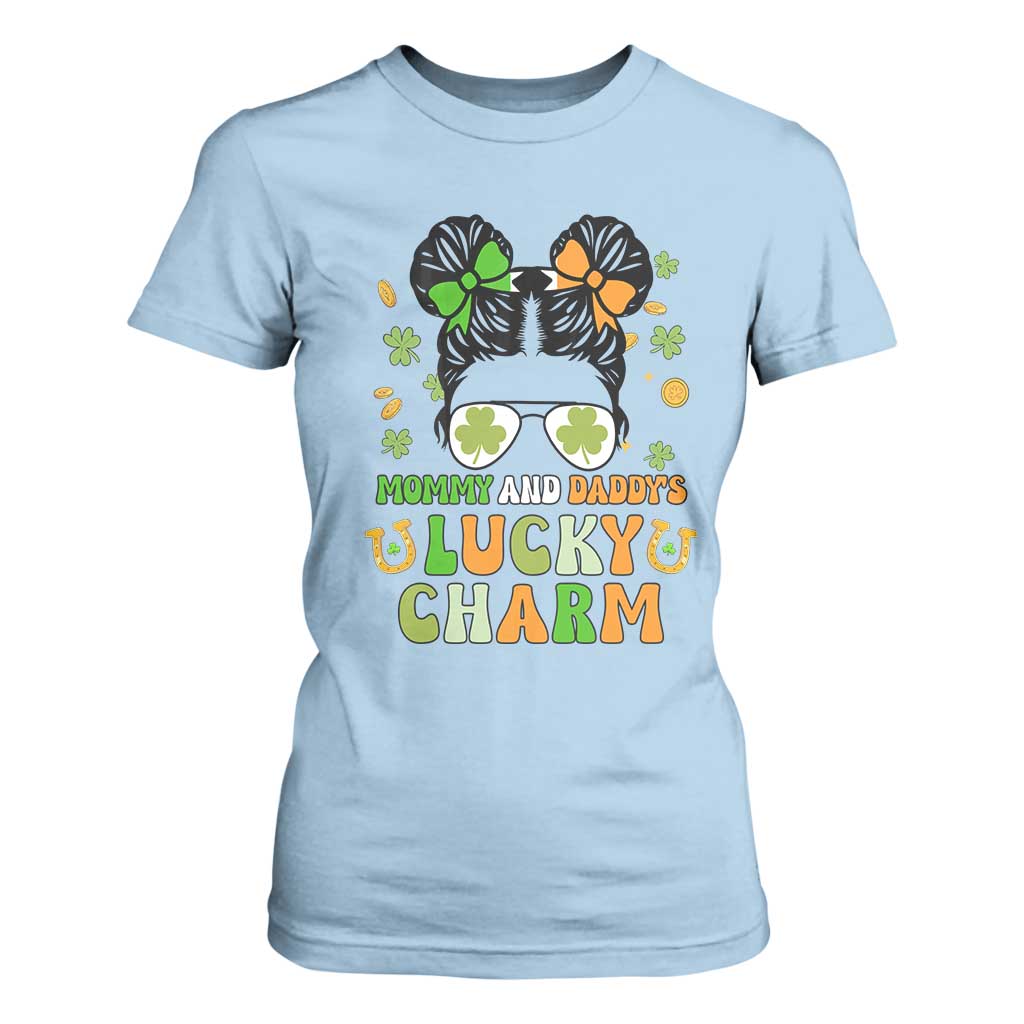 Funny St Patricks Day Kid T Shirt For Women Mommy And Daddy's Lucky Charm Little Bun TS02 Light Blue Print Your Wear