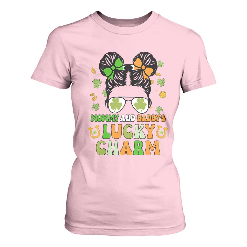 Funny St Patricks Day Kid T Shirt For Women Mommy And Daddy's Lucky Charm Little Bun TS02 Light Pink Print Your Wear