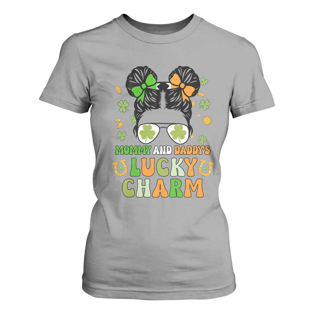 Funny St Patricks Day Kid T Shirt For Women Mommy And Daddy's Lucky Charm Little Bun TS02 Sport Gray Print Your Wear