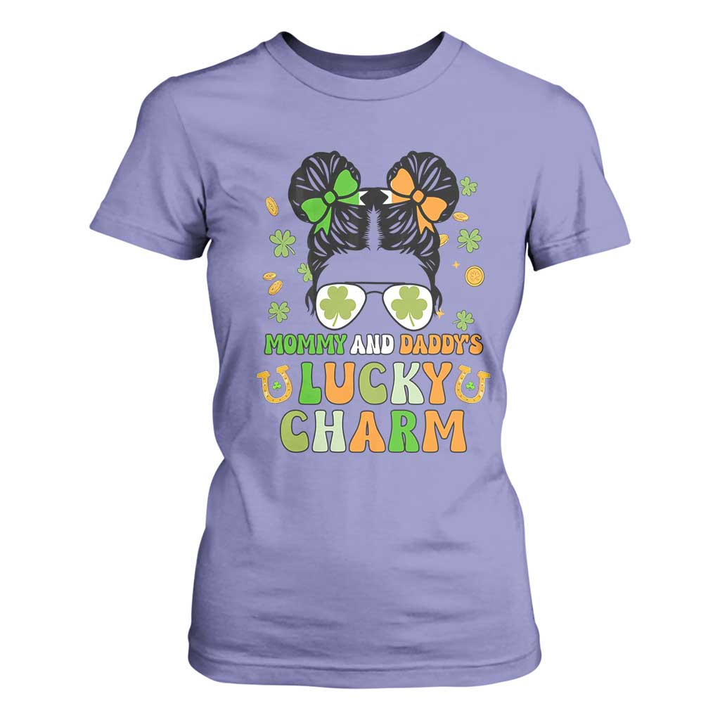 Funny St Patricks Day Kid T Shirt For Women Mommy And Daddy's Lucky Charm Little Bun TS02 Violet Print Your Wear
