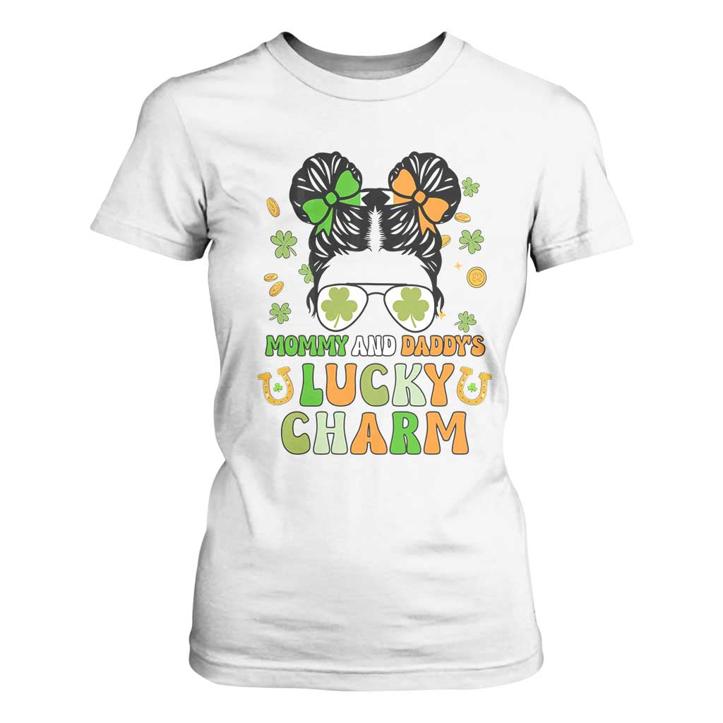 Funny St Patricks Day Kid T Shirt For Women Mommy And Daddy's Lucky Charm Little Bun TS02 White Print Your Wear