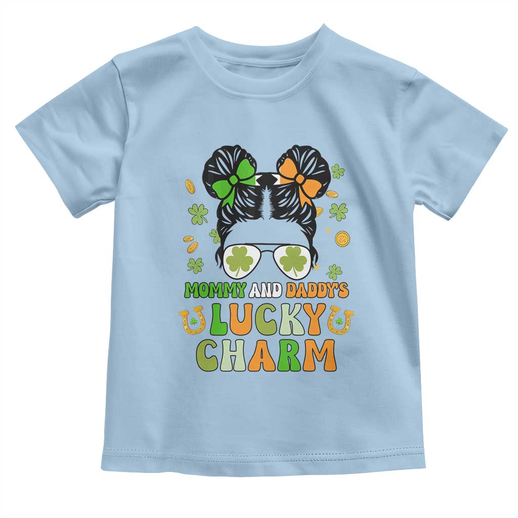 Funny St Patricks Day Kid Toddler T Shirt Mommy And Daddy's Lucky Charm Little Bun TS02 Light Blue Print Your Wear