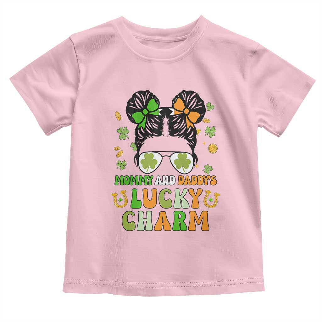 Funny St Patricks Day Kid Toddler T Shirt Mommy And Daddy's Lucky Charm Little Bun TS02 Light Pink Print Your Wear