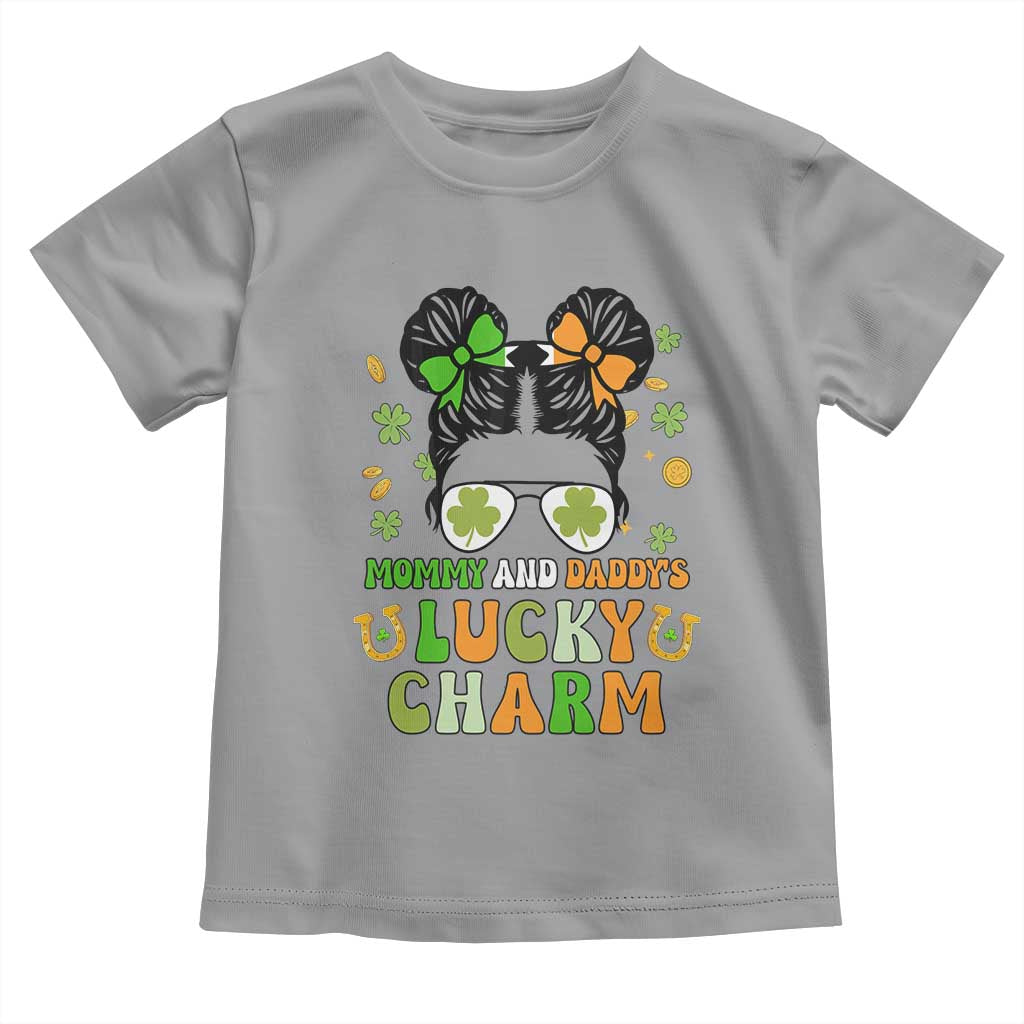 Funny St Patricks Day Kid Toddler T Shirt Mommy And Daddy's Lucky Charm Little Bun TS02 Sport Gray Print Your Wear