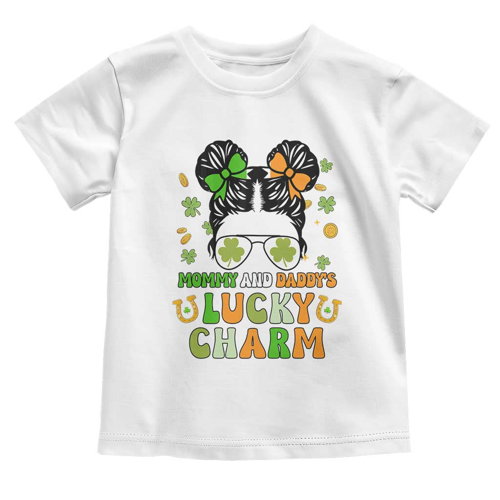 Funny St Patricks Day Kid Toddler T Shirt Mommy And Daddy's Lucky Charm Little Bun TS02 White Print Your Wear