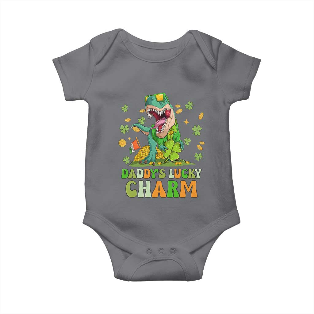 Funny St Patricks Day Kid Baby Onesie Mommy's Lucky Charm Cute Dinosaur Boys Kids TS02 Charcoal Print Your Wear