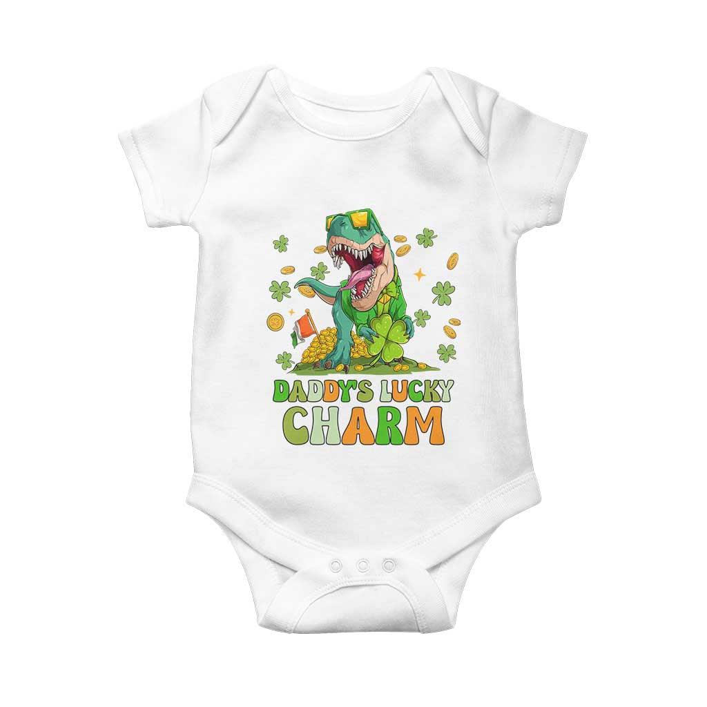 Funny St Patricks Day Kid Baby Onesie Mommy's Lucky Charm Cute Dinosaur Boys Kids TS02 White Print Your Wear