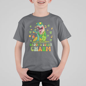 Funny St. Patricks Day Kid T Shirt For Kid Mommy's Lucky Charm Cute Dinosaur Boys Kids TS02 Charcoal Printyourwear