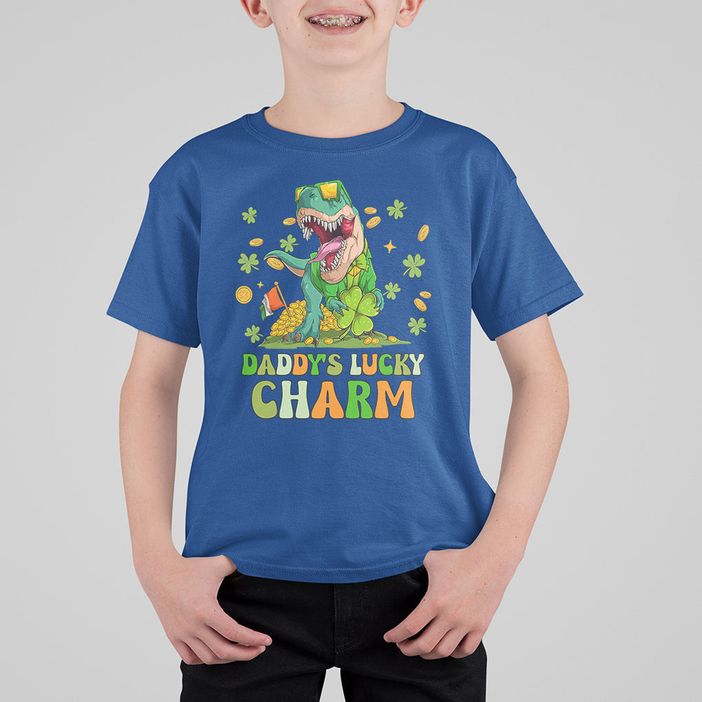 Funny St. Patricks Day Kid T Shirt For Kid Mommy's Lucky Charm Cute Dinosaur Boys Kids TS02 Royal Blue Printyourwear