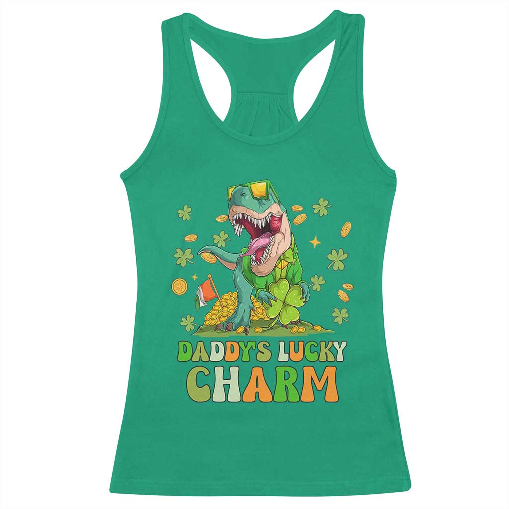 Funny St Patricks Day Kid Racerback Tank Top Mommy's Lucky Charm Cute Dinosaur Boys Kids TS02 Irish Green Print Your Wear