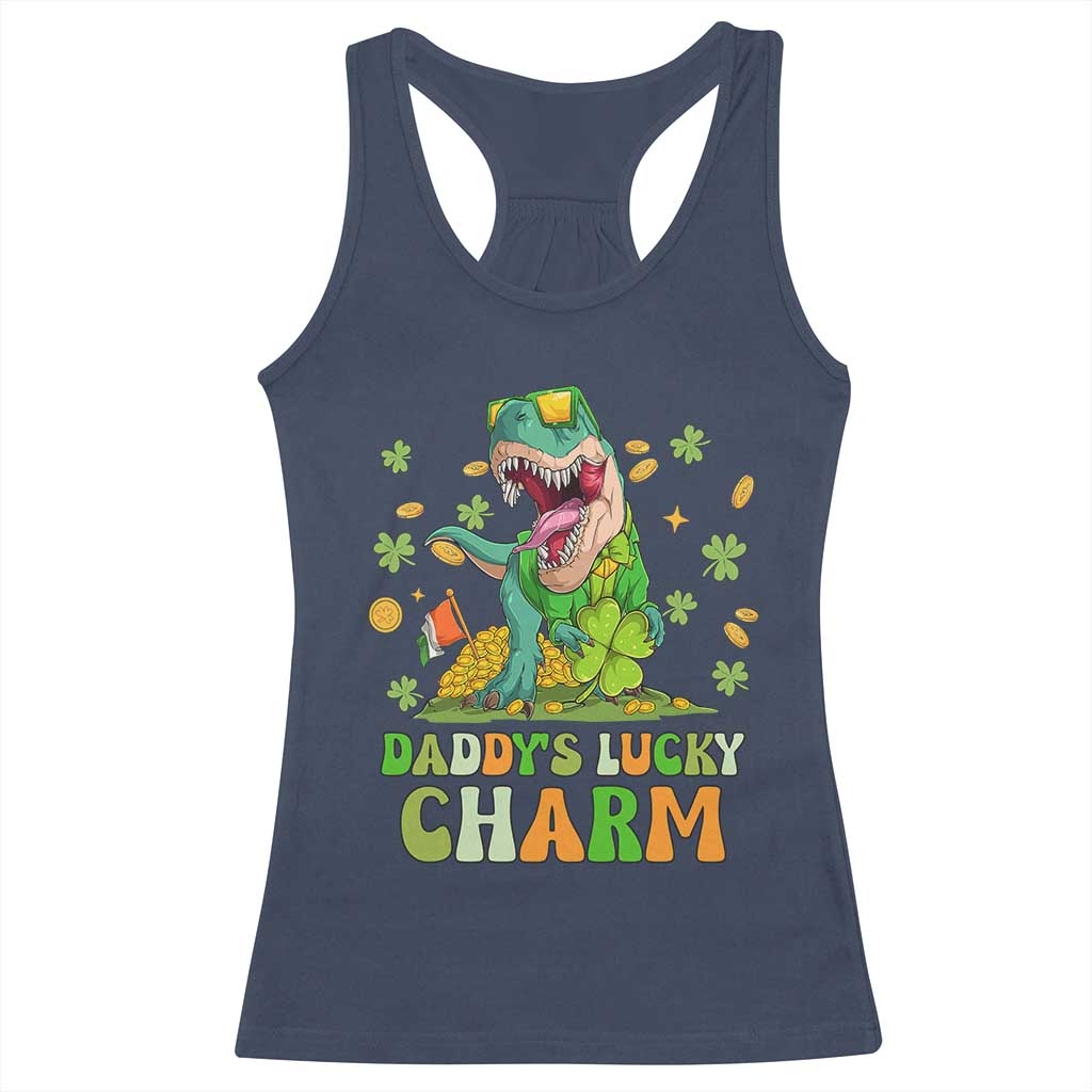 Funny St Patricks Day Kid Racerback Tank Top Mommy's Lucky Charm Cute Dinosaur Boys Kids TS02 Navy Print Your Wear